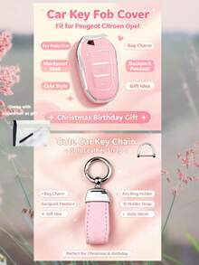 1pc/2pcs/Set Multi-Color Pink Car Keychain Protective Cover With Key Ring, Shockproof Shell, Bag Decoration, Christmas And Birthday Gift, Sweet Women's Accessory - Key Shell And Keychain As The Main Product, Screwdriver As The Accessory. - Multicolor - View 14