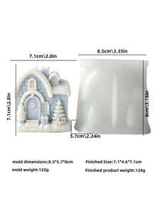 Christmas Snow House Shaped Aromatherapy Candle Silicone Mold, Suitable For Candle Making, 3D Christmas House Design, Handmade Holiday Gift, Reusable, Home Decor - Christmas Cottage - View 2