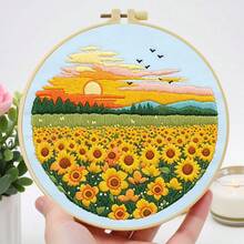 Embroidery Set, 20x20cm/7.9x7.9 Inches, Rural Scenery, 2D Flat Printing Handmade DIY Beginner Embroidery Set, Including Embroidery Cloth,Instruction Manual,Embroidery Frame And Needle And Thread, Handmade Artwork As A Gift For Friends Or Famil - 20x20cm/7.9x7.9 In - View 15