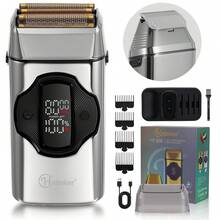 Hatteker 1pc Reciprocating Electric Shaver Men 2-In-1 Razor & Hair Clipper Set, Multi-Speed Adjustable With Base - Multicolor - View 13