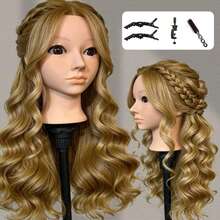 Mannequin Head Human Hair For Cosmetology - Manikin Head With Hair For Styling Practice, Manikin Practice Head Hairdresser With Free Clamp Holder - View 6