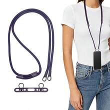 Dual Loop Phone Lanyard, Long Adjustable Crossbody Halter, Universal Smartphone Accessory Pendant, Anti-Loss Anti-Drop Durable Woven Rope, Keychain Strap, Anti-Loss Phone Rope, Stainless Steel Dual Loop Metal Washer - Multicolor - Double Ear Clips - View 10