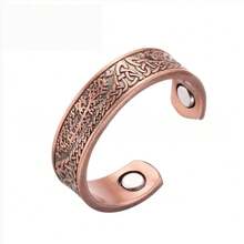 1 buah Gelang Magnet Tembaga Murni: Gelang Ukiran Pohon Kehidupan, Dilengkapi 2 Magnet (Produk Berlapis Elektro mungkin memiliki sedikit goresan, yang merupakan hal normal) - Burgundy - View 5