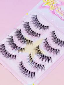5 Pasang Bulu Mata Palsu Cat Eye Bervolume Penuh, Bulu Mata Palsu Mink Tebal dan Lembut, Bulu Mata Palsu Pengangkat Mata Dramatis, Bulu Mata Palsu yang Nyaman dan Dapat Digunakan Kembali untuk Riasan Panggung Malam Hari - Hitam - View 5