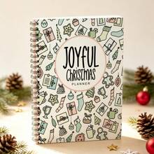 1Pc A5 Spiral Christmas Planner Notebook, Joyful Christmas Themed Print, Holiday Organizer For Notes & Budget Tracking - A5 - View 1