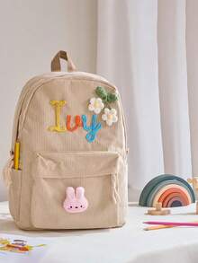 1pc Customized Backpack, Personalized Letter Backpack, Handmade Embroidered Memorial Backpack, Gift For Girlfriend, Gift For Mom, Bridal/Bridesmaid Party Gift, Back To School, Travel Essential, Coquette Aesthetic, Soft Girl Aesthetic 2026 - Multicolor - View 16