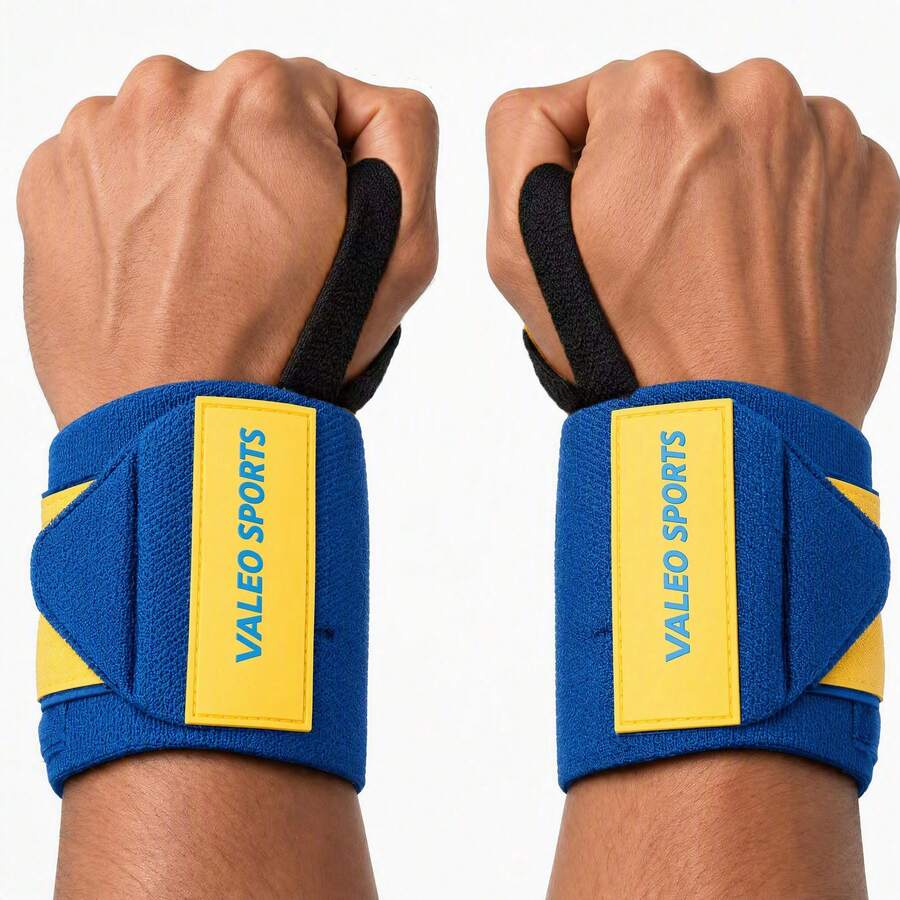 1 Pair Compression Wrap Wrist Straps, Professional Weightlifting Wrist Support, Suitable For Weightlifting, Bench Press, Deadlift, Overhead Press And Other Strength Training, Unisex - Multicolor - View 1