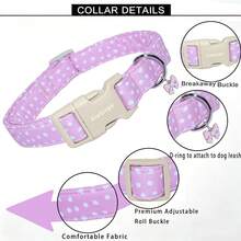 Pink Polka Dot Adjustable Dog Collar With Quick Release Buckle, Adjustable Strap & Zinc Alloy D-Ring, Christmas Festival Pet Collar For Small, Medium, Large Dogs And Cats, Holiday Gift For Boy & Girl Pets - Pink - View 14