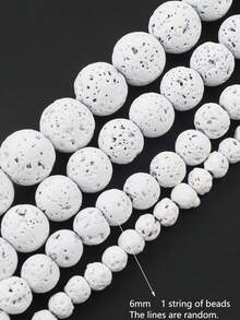 1串天然蛋白石圓形散珠，珠飾配件隔珠，適用珠寶DIY手工手鍊，4 6 8 10mm - White Lava - 查看 15
