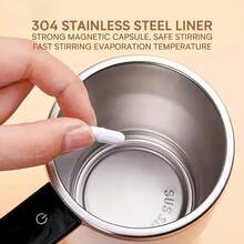 RAF 304 Stainless Steel Automatic Stirring Coffee Mug With Temperature Display, USB Rechargeable 200mAh Battery, ABS Material 12.98oz Large Capacity, Magnetic Stirrer - Portable For Home/Office Use, Ideal Holiday Gift - Multicolor - View 7
