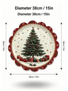 1/2/4pcs Linen Round Placemats, Christmas Tree Snowflake Gift Pattern, Christmas Print, Suitable For Kitchen And Dining Room Decoration. Christmas Family Gathering Party Atmosphere Table Decor, Utensils Not Included - Multiple Styles - View 10