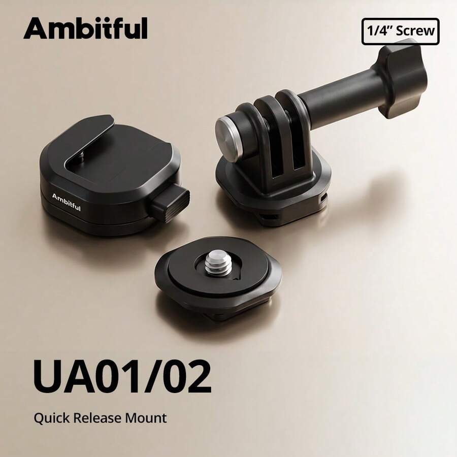 Ambitful UA01/UA02 Giá đỡ nhựa tháo nhanh, adapter vít 1/4", đế tháo nhanh cho camera hành trình dùng với chân máy, gậy selfie và phụ kiện nhiếp ảnh - Xem 1