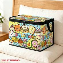 1PC Cute Squishy Cartoon Food Pattern Under-Bed Storage Box With Zipper Flip Cover, Foldable Storage Bin For Books, Under-Bed Storage, Car Trunk Storage, Cosmetics, Hair Tools, Toys, Back To School, Office, Home Organization, Clothes, Blankets, Large Capacity Storage For Daily Items - A - View 16