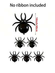 5pcs 16 Inch Mini Halloween Poison Fang Spider Shaped Foil Balloons (Ribbon Not Included) Halloween Party Decoration Balloons, Halloween Atmosphere Creation - Mini Long-legged Spider - View 5