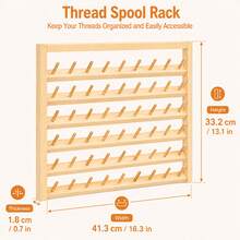 Wooden 60-Spool Thread Rack Wall Mounted Sewing Organizer - Brown - View 3