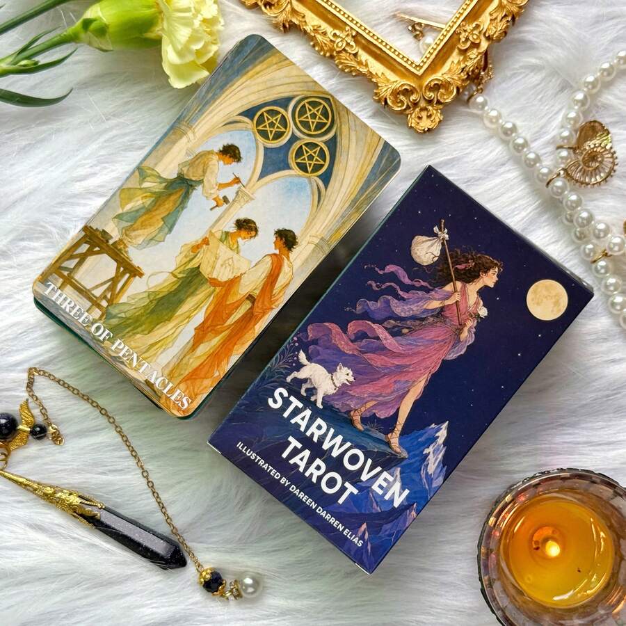 Starwoven Tarot Deck, 78 Original Tarot Cards With Guidebook EN/RU/ES/FR, Exquisite Illustrations, Beginner Friendly, 12*7cm - Multicolor - View 1