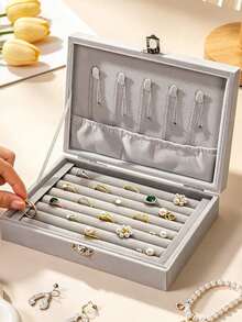1pc Jewelry Storage Box, Portable Zipper Travel Jewelry Organizer, Travel Jewelry Box, Suitable For Women's Earrings, Rings, Necklaces, Bracelets, Lipsticks And More Storage. - Multicolor - View 7