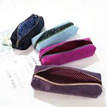 1pc Piece Corduroy Pencil Case With Multiple Colors, Optional Makeup Tools, Portable Storage Bag, Holiday Gift - Multicolor - View 10