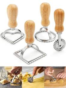 1pc Family Cookie Cutter Set With Wooden Handles – Heart, Star, Triangle Molds For Baking, Great Party Decor - Multicolor - View 10