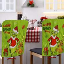 The Grinch 1pc Christmas Chair Cover, Green Monster Print Dining Chair Slipcover, Christmas Home Decor, Suitable For Holiday Dining Room Party Decoration And Gift - Multicolor - View 5