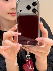 Minimalist Elegant Deep Cherry Red Ins 16 Compatible With 17 Pro Apple 17 Pro Max Phone Case 18 Pro Max Full Coverage 17 New Model Protective Cover 15 Pro Soft - Burgundy - View 4