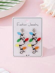 1 Pair Christmas Colorful Light Design Women's Fashion Jewelry Earrings, Perfect Gift For Holiday Party - Multicolor - View 1