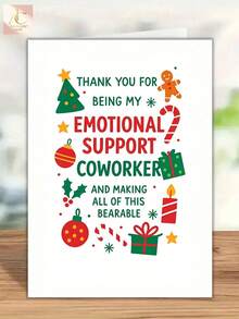 OBOVAY Colorful Doodle Christmas Greeting Card Covered With Gingerbread Man, Candy Cane, Bauble And Gift Illustrations, Sincere Thank-You Text Appreciating Coworker, Blank Inner Space For Seasonal Gratitude - View 5