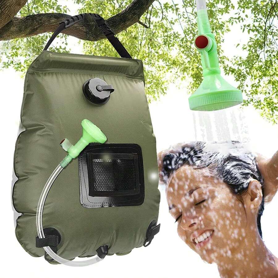 Solar Shower Bag | 5 Gal/20L Solar Heating Camping Shower Bag | Removable Hose | On-Off Switchable Shower Head | Traveling Shower | Portable Shower For Beach Swimming, Hiking - Multicolor - View 1