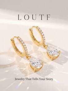 Newsoul 1pair Zirconia Pear Shaped Minimalist Hoop Earrings For Women Daily Wear Wedding Party Birthday Anniversary Jewelry Gift - Yellow Gold - View 6