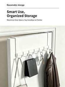 Over-The-Door Hook, No-Drill Door Back Coat Rack, Door Clothes Hanger, Storage Rack, Room Door Wall Hook, Extended Clothes Hook - White - View 6
