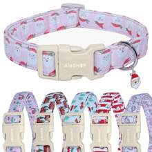 1PC Pink Santa Claus Cartoon Print Collar, Soft Adjustable Dog Collar With Quick Release Buckle, Adjustable Strap, Zinc Alloy D-Ring, Festive Christmas Pet Collar For Small Medium Large Dogs And Cats, Holiday Gift For Boys And Girls - Pink - View 4