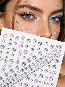 STARTTOOS Dekorasi Wajah 3D Laser Halloween Y2K dengan Rhinestone & Mutiara Imitasi, Hadiah Liburan, Dekorasi Mata, Wajah, dan Tubuh untuk Pesta Festival Musik, Stiker Rhinestone 1 buah/Paket - MultiWarna - View 1