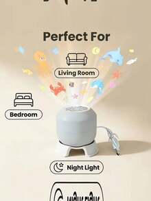 Đèn chiếu LED xoay động, đèn chiếu đêm, đèn chiếu đại dương xoay 360 độ, quà tặng sinh nhật Giáng sinh, đèn tạo không khí phòng ngủ tiệc gia đình - trắng - Xem 6