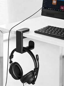 360° Rotating Clamp-On Under Desk Headphone Hanger, No Drill Adjustable Gaming Headset Holder, Space Saving Desk Accessory, Gamer Room Decor Gift For Home Office - View 3
