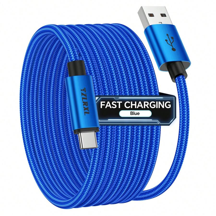 Cáp sạc nhanh USB-C mới nhất, cáp bện USB-C 100.58cm/201.17cm, tương thích với MacBook/ và các thiết bị khác - Màu xanh lam - Xem 1