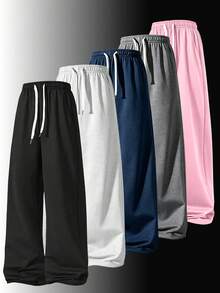 Women's Outdoor Sports Loose Drawstring Design Long Pants, Casual Wide Leg Pants, Thin Summer/Autumn Style, Black - Black - View 1