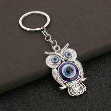 2pcs New Minimalist Creative Blue Eye Hollow Owl Keychain, Campus Student Graduation Ceremony Gift For Friends, Owl Holiday Party Commemorative Gift, Bag Charm, Unisex Clothing Accessory, Gift For Couples - Multicolor - View 3