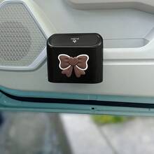 可愛蝴蝶結車用垃圾桶創意車內收納整理盒防水車門收納桶 - 蝴蝶結 - 查看 2
