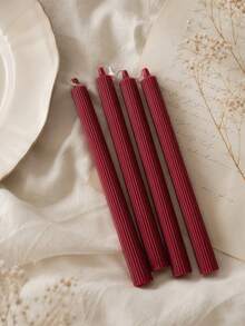 4/2/1pc 0.86*9.84 Inch Red Pointed Ribbed Long Tapered Candles, Suitable For Home Decor, Living Room Decor, Party Supplies, Holiday Decoration, Create Romantic Atmosphere, Wedding Souvenirs, Christmas, Christmas Decoration - Multiple Styles - View 8