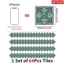 8/16/32/64pcs 6-Inch Vintage Floral Tile Stickers, Self-Adhesive Removable Wall Decals For Kitchen, Bathroom And Home Decor - C - View 21