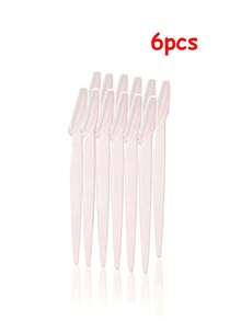 12/6PCS Long Handle Eyebrow Scissors With Precision Protective Cap, Suitable For Women's Daily Care Or Travel Use Beauty Tool - Baby Pink - View 7