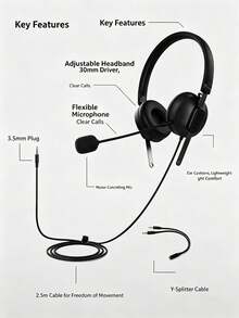 Headset Call Center Philips SHM2018 Over-Ear, Masker Layanan Pelanggan, Peredam Kebisingan Cerdas, Jack 3.5mm Tunggal/Ganda, Headset Komputer/Kantor/Pusat Panggilan - View 3