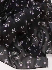 1pc New Printed Chiffon Muslim Hijab, Soft And Breathable Daily Wear Printed Scarf, Modest Hijab Shawl - #151 Black - View 2