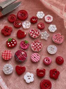100/50/20/10/5Pcs Random Pattern Highly Attractive Spring Red Apple Tomato Series Small Buttons/Plastic DIY Craft Buttons Suitable For Scrapbooking, Clothing Decoration, DIY Craft Buttons, Flowers, Suitable For Scrapbooking, Clothing Decoration - Multiple Styles - View 4