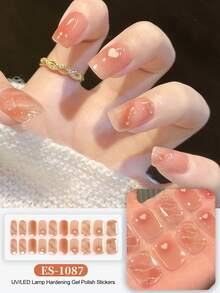 Christmas Semi Cured Gel Nail Strips, 20Pcs Long Lasting Salon Quality Wraps, Easy Apply & Remove Gel Nail Stickers With UV Light - Redwood - View 2
