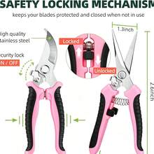 1pc Pink Professional Floral Pruning Scissors, Gardening Pruning Shears, Stainless Steel Blade, Handheld Pruning Tool Set With Box - A - View 3