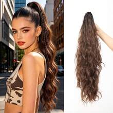 26 Inch Synthetic Water Wave Claw Clip Ponytail Hair Extension, Gold Heat-Resistant Fiber, Fluffy Messy Braided Style, Women's Hair Piece - Multicolor - View 11