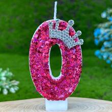 1pc Fuchsia Glitter Rhinestone Queen Crown Number Candle, 0-9 Digit & Letter Birthday Cake Candle, Handmade DIY Cake Topper, Cake Decor For Girls Birthday Party, Anniversary Dessert Table Decor, Cake Baking Supplies, Birthday Celebration Decorations - View 13
