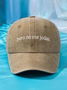 MAKEFGE 1件女款「Pero No Me Jodas.」字母刺繡個性化黑色多色防曬可調尺寸戶外休閒時尚水洗做舊棒球帽，適合日常穿著 - PERO 刺繡 - 查看 25