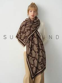 1pc Women's Paisley Pattern Fashion Polyester Low-Key Casual Versatile Soft Autumn/Winter Scarf For Daily Use - Coffee Brown - View 6